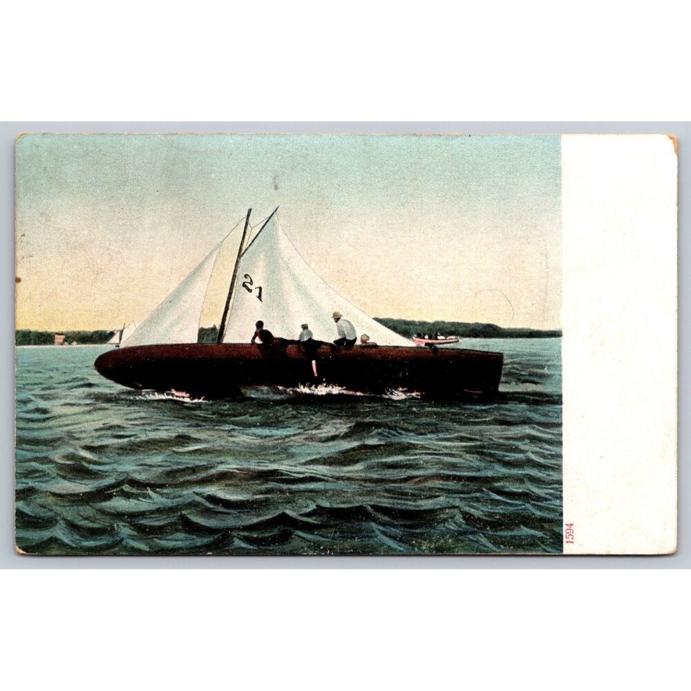 Vintage Sailboat Postcard #1594 A.C. Bosselman & Co NY Made in Germany Pre-1910